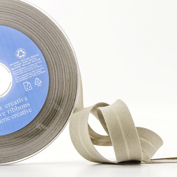 19436_Косая бейка хлопок/полиэстер 20 мм, 25 м, цвет 27, светло-серый