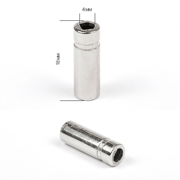 Наконечник для шнура металл TBY TC04 отв.4мм цв.никель уп. 50шт Наконечник для шнура металл TBY TC04 отв.4мм цв.никель уп. 50шт