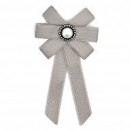Украшение на булавке Бант со стразами арт.ДС.Б069 цв.серый с люрексом уп.1шт Украшение на булавке Бант со стразами арт.ДС.Б069 цв.серый с люрексом уп.1шт