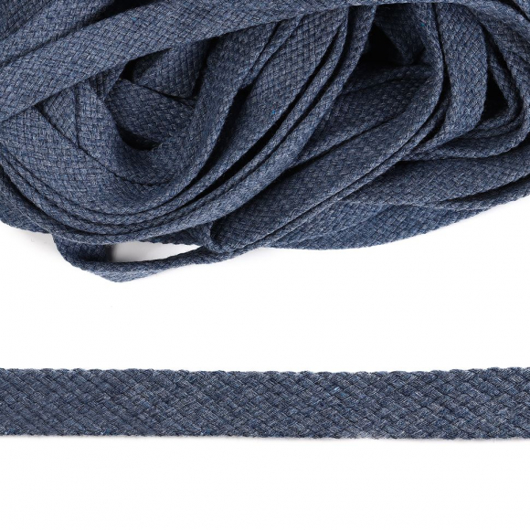 Шнур плоский х/б 15мм турецкое плетение цв.113 св.джинс уп.50 м