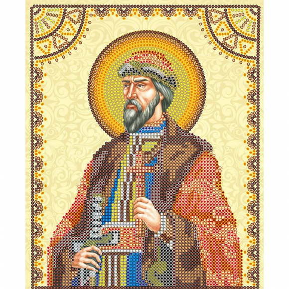 Схема для вышивки иконы бисером на холсте АБРИС АРТ арт. ACK-061 Святой Борис 17х23 см