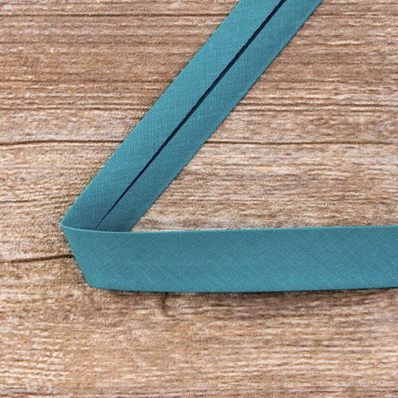 Косая бейка хлопок/полиэстер 20 мм, 25 м, цвет 55, малахитовый