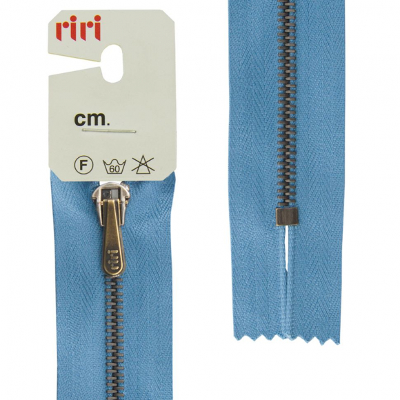 28948_Молния металл, AM, слайдер HS4, неразъёмная брючная, 4 мм, 18 см, цвет 2630, сине-голубой