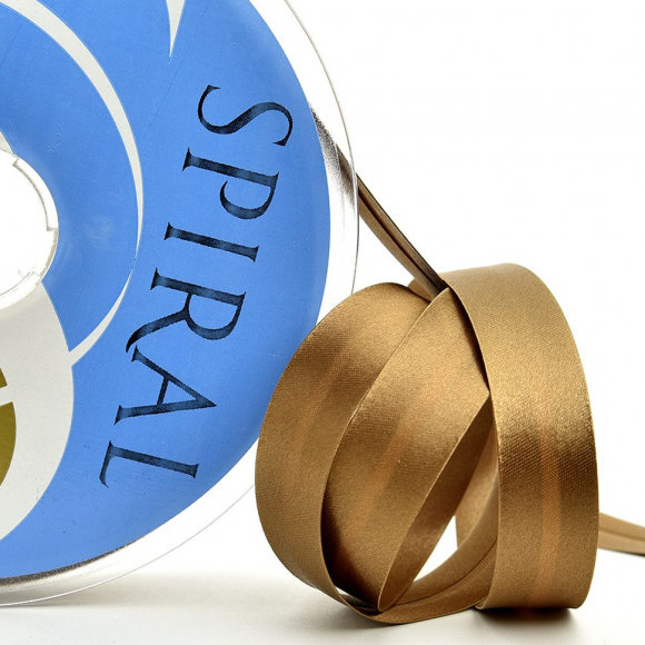 Косая бейка атласная 20 мм, 25 м, цвет 64, молочный шоколад