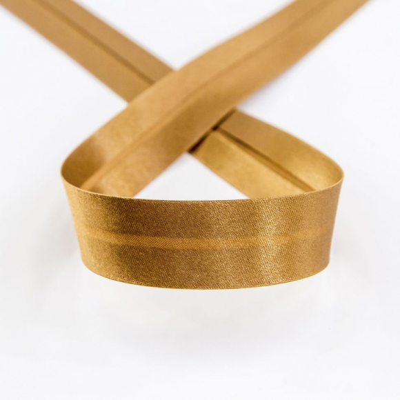 Косая бейка атласная 20 мм, 25 м, цвет 64, молочный шоколад