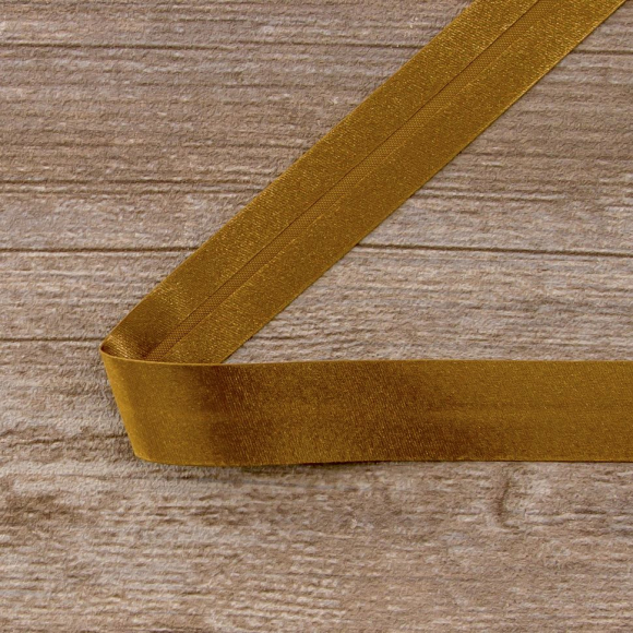 Косая бейка атласная 20 мм, 25 м, цвет 64, молочный шоколад