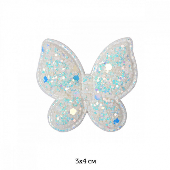 Аппликации пришивные с глиттером арт.TBY.2262 Бабочка 3х4см, уп.20 шт