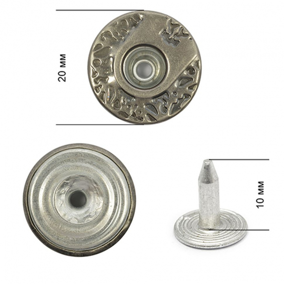 Пуговицы джинсовые сталь 20мм CY 1230 New Star цв. никель черный уп. 1000шт