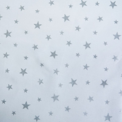Ткань ранфорс с глитером Звездочки, арт.WH 19630-2, 130г/м?,100% хлопок, шир.240см, цв.белый/серебро, уп.10м