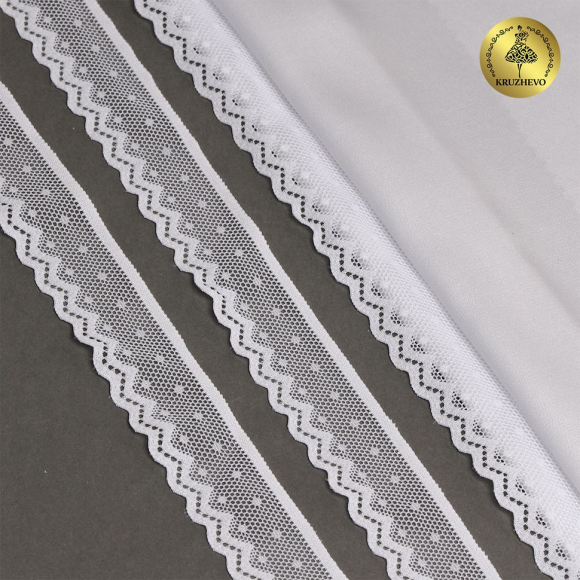 Кружево-стрейч KRUZHEVO арт.TBY.8028 шир.25мм цв.01 белый уп.50м