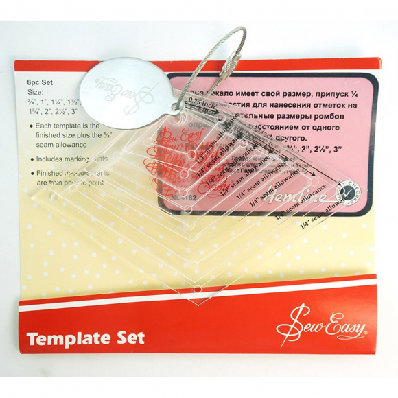 96839_Набор лекал для заготовок-ромбов, 8 размеров (3/4”, 1”, 1 1/4”,1 1/2”, 1 3/4”, 2”,2 1/2”, 3”)