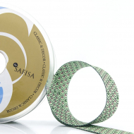 120001_Резинка декоративная, 30 мм, цвет коричневый/зеленый, 10 м