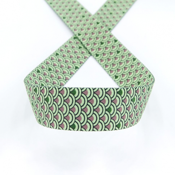 120001_Резинка декоративная, 30 мм, цвет коричневый/зеленый, 10 м