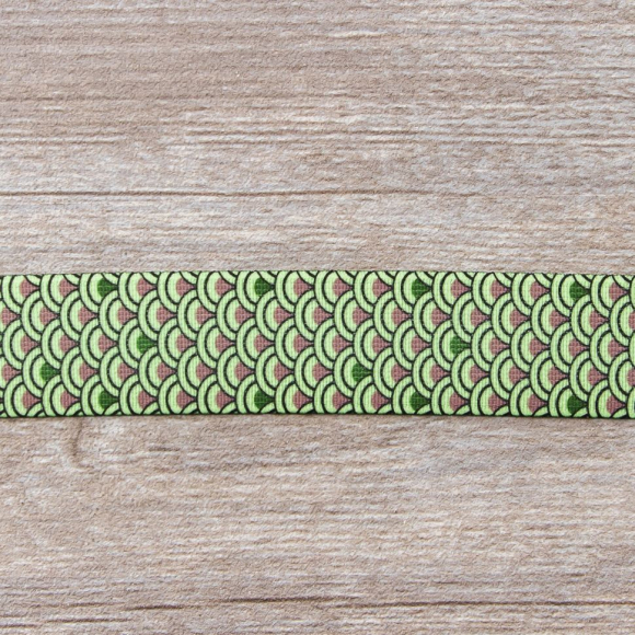 120001_Резинка декоративная, 30 мм, цвет коричневый/зеленый, 10 м