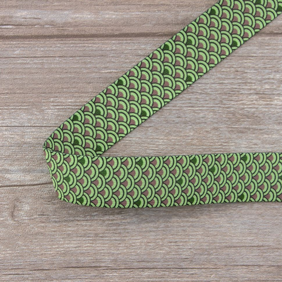 120001_Резинка декоративная, 30 мм, цвет коричневый/зеленый, 10 м