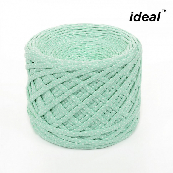 Пряжа Ideal трикотажная лицевая 100м, 350-380 г, ширина 7-9мм цв. горошек