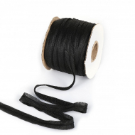 Лента нитепрошивная клеевая по косой с тесьмой по центру 15мм цв.черный арт.LNK-15KM рул.100м