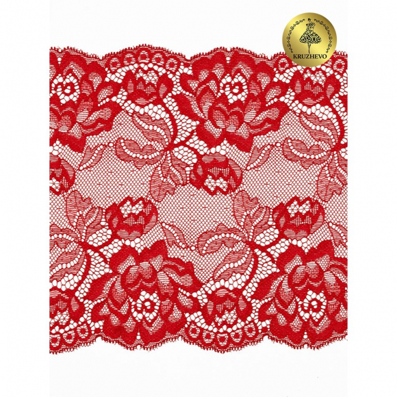 Кружево-стрейч KRUZHEVO арт.TBY.L838 шир.180мм цв.13 красный уп.25м