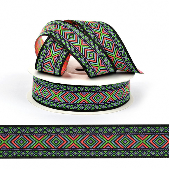 Лента (тесьма) жаккардовая арт.VB.30525V1 шир. 25мм цв.V1 уп.10 м