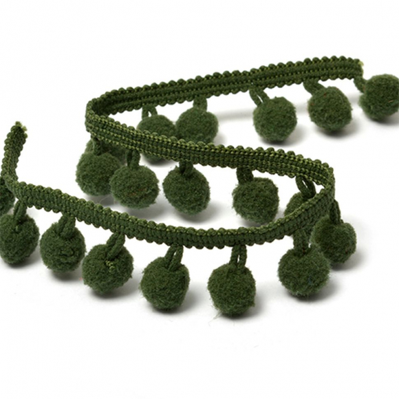 Тесьма с помпонами цв.F327 (128) хаки арт.TBY-LC-20 шир.15-20мм уп.9.14м Тесьма с помпонами цв.F327 (128) хаки арт.TBY-LC-20 шир.15-20мм уп.9.14м