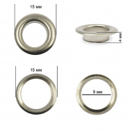 Люверсы сталь TBY.2091 №24 (? 9мм, h 4мм) цв. никель уп. 500шт