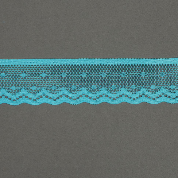 Кружево-стрейч KRUZHEVO арт.TBY.8028 шир.25мм цв.F274 яркая бирюза уп.50м