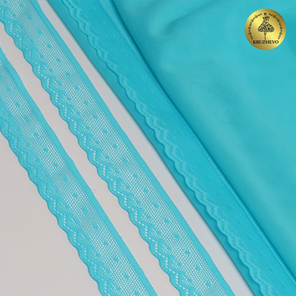 Кружево-стрейч KRUZHEVO арт.TBY.8028 шир.25мм цв.F274 яркая бирюза уп.50м