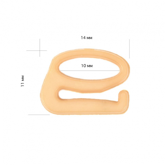 Крючок для бюстгальтера пластик TBY-82651 d10мм, цв.бежевый, уп.100шт