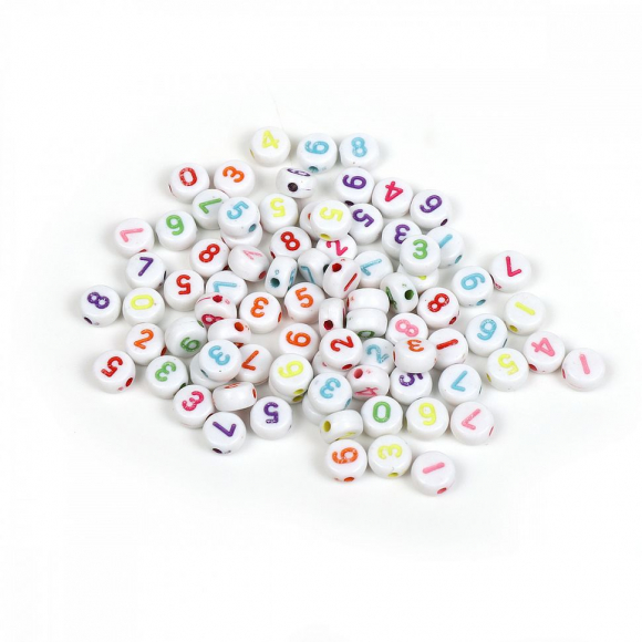 Бусины с цифрами ассорти  арт. M4H-B006 уп. 40г (300 ± 10 шт)