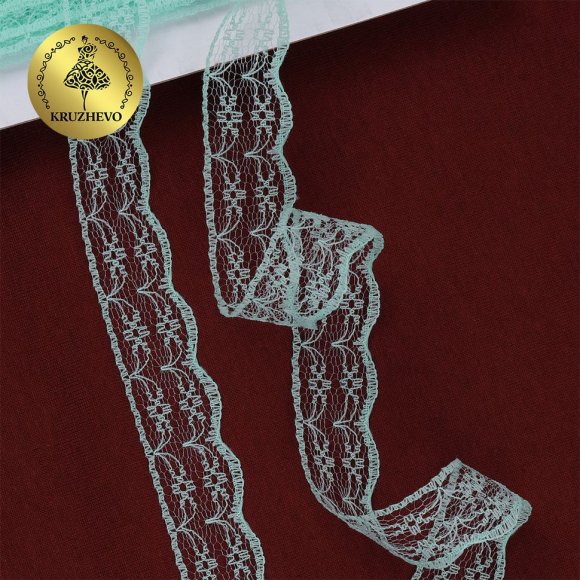Кружево-трикотаж KRUZHEVO арт.TBY 1663 шир.20мм цв.08 мята, уп.27,4м