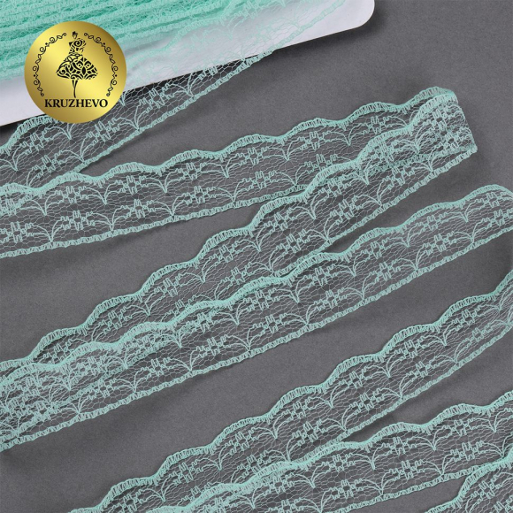 Кружево-трикотаж KRUZHEVO арт.TBY 1663 шир.20мм цв.08 мята, уп.27,4м