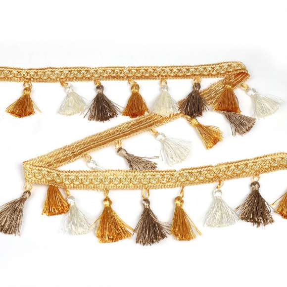 Бахрома для штор с кисточками арт.6152-0331 шир.60мм цв.3 цвета уп.10м