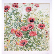 31687_Набор для вышивания "Розовые маки", канва лён 32 ct
