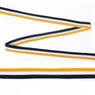 Тесьма TBY трикотажная Лампас KTS4415 шир.15мм цв.бел/желт/син уп.32м