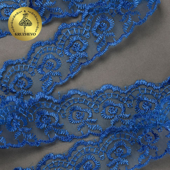 Кружево капрон KRUZHEVO арт.TBS.30010 шир.45мм цв.040 синий уп.9,14м