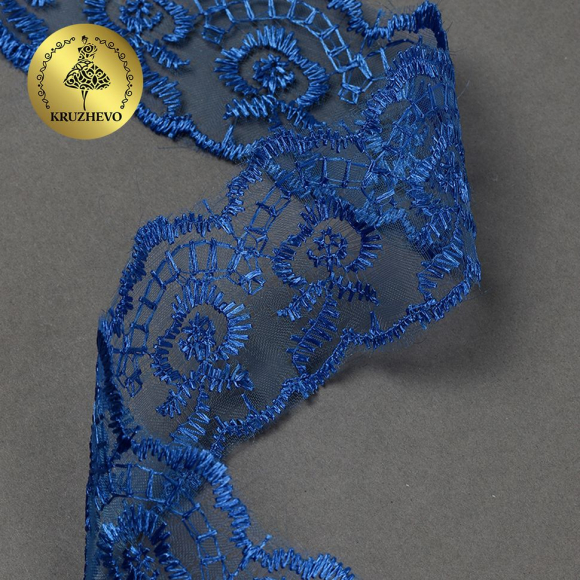 Кружево капрон KRUZHEVO арт.TBS.30010 шир.45мм цв.040 синий уп.9,14м