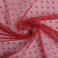 Фатин горошек мягкий шир.160см  100% полиэстер арт.TBY-1907-04 цв.красный диаметр горошин 0,6см рул.15м
