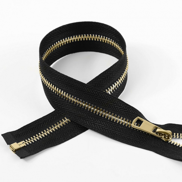 Молния MaxZipper мет. Титан №5 золото 70см цв.F322 черный уп.1 шт