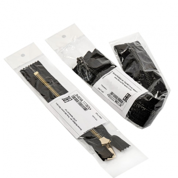 Молния MaxZipper мет. Титан №5 золото 70см цв.F322 черный уп.1 шт