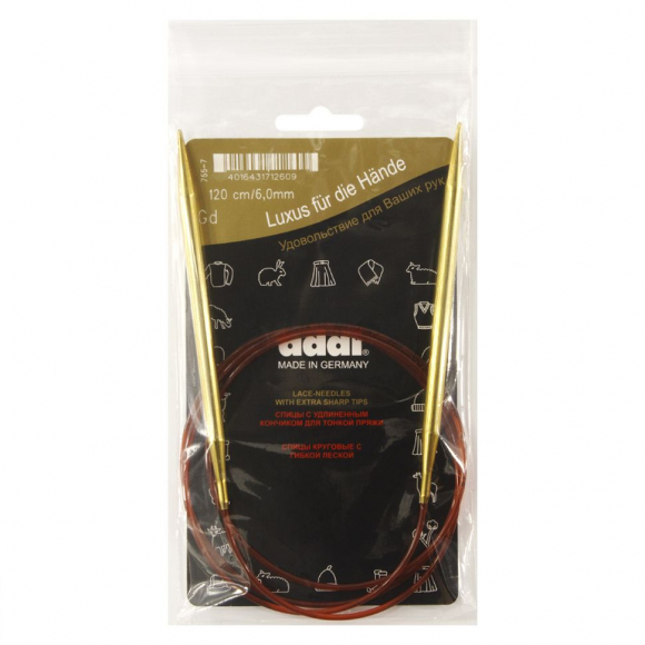 158252_Спицы круговые позолоченные с удлиненным кончиком, №6, 120 см