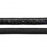 Лента бархатная арт.TBY.LB10SLV.03 нейлон шир.10мм цв.черный-серебро уп.30м