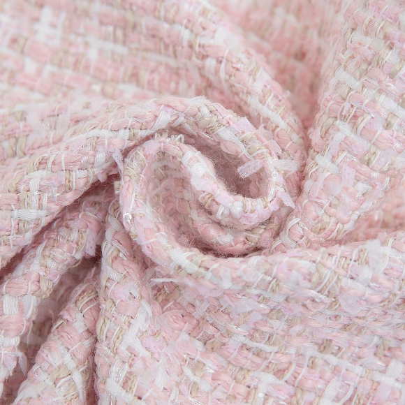 Ткань Твид Шанель 420 г кв.м 100% полиэстер шир.148 см арт.Р.36583.01 цв.01 розовый уп.25м