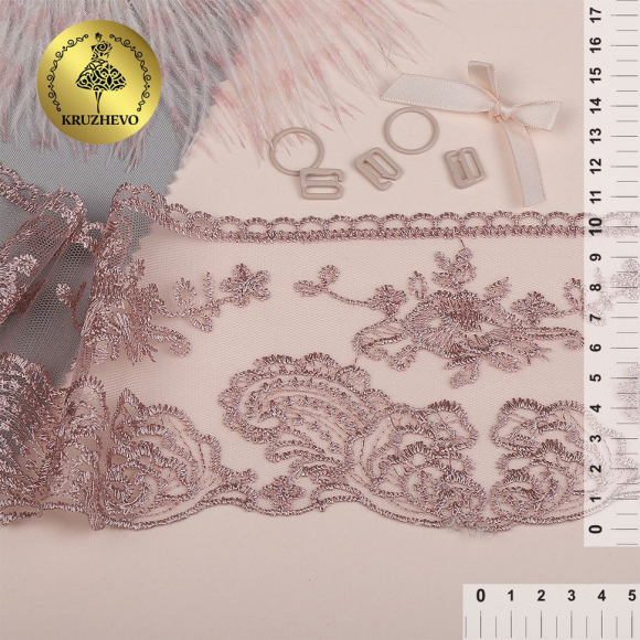 Кружево на сетке арт.TBY.BL.40467 шир.105мм цв.6615 розовая пудра уп.13,71м