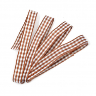 Лента тканевая с рисунком Клетка арт.TBY.LDTK2213 шир.10мм коричневый/белый уп.20м