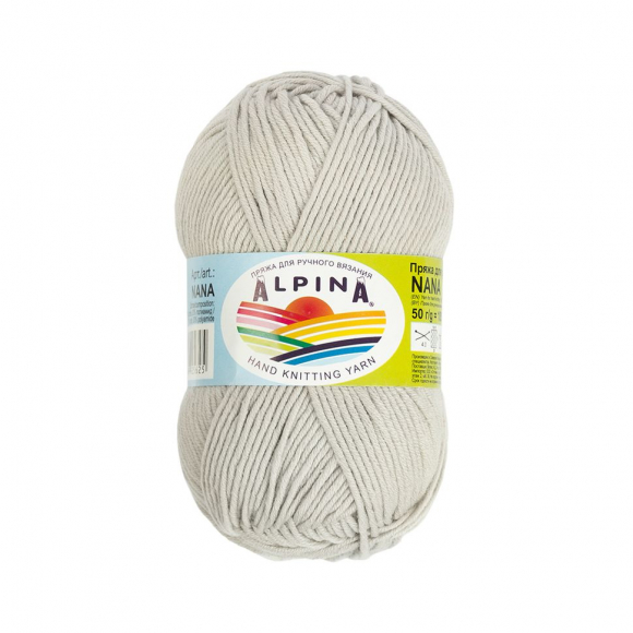 Пряжа ALPINA NANA (70% хлопок, 30% полиамид) 10х50г/105м цв.20 св.серый