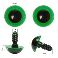 Глаза круглые винтовые полупрозрачные TBY 12мм цв.зеленый (без заглушек) уп.200шт