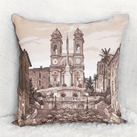 Набор для вышивания PANNA арт. PD-1727 Подушка Рим. Испанская лестница 42х42 см