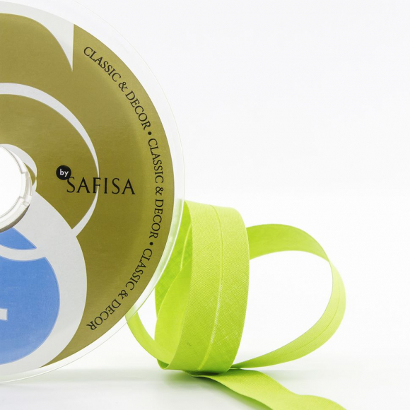 Косая бейка хлопок/полиэстер 20 мм, 25 м, цвет 73, желто-зеленый