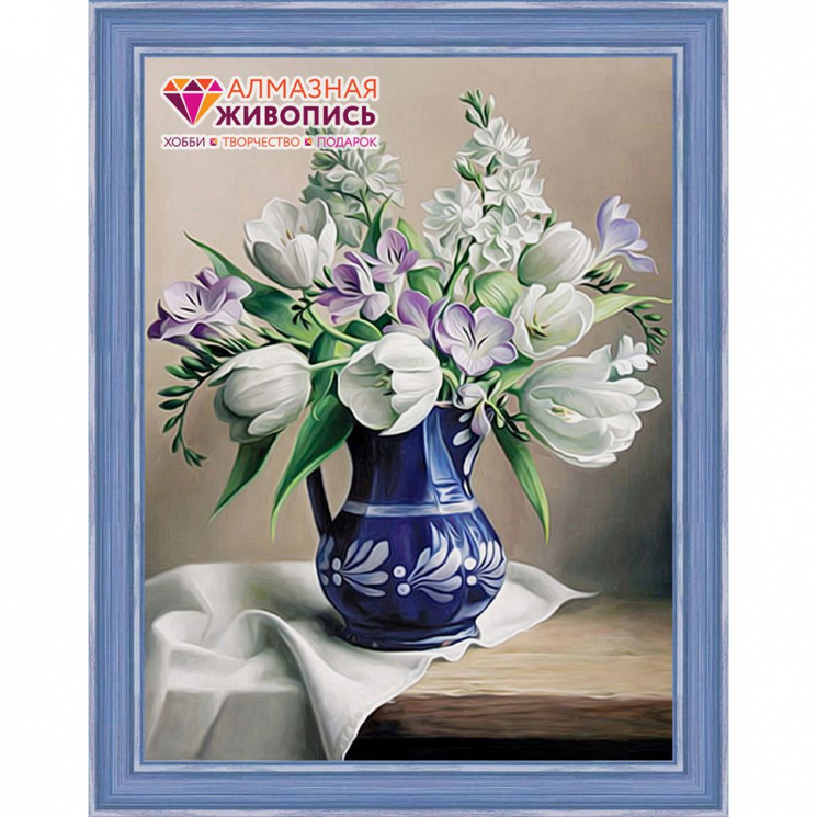 Набор для изготовления картин АЛМАЗНАЯ ЖИВОПИСЬ арт.АЖ.1503 Белые тюльпаны 30х40 см