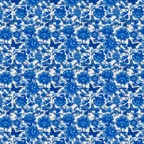 Ткань хлопок Гжель-11128, 125г/м?, 100% хлопок, шир.150см, цв.01 синий рул.42м